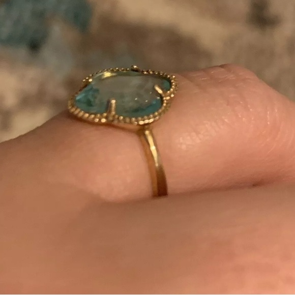 14k Sz 6 Yellow Gold Topaz Clover Ring - Picture 2 of 4